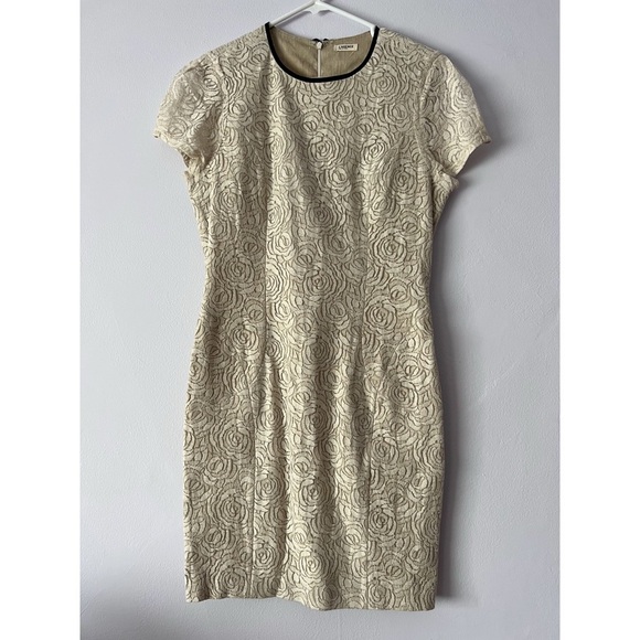 L'AGENCE Neutral Lace Rose Patterned Linen Blend Dress 8 - Picture 1 of 16